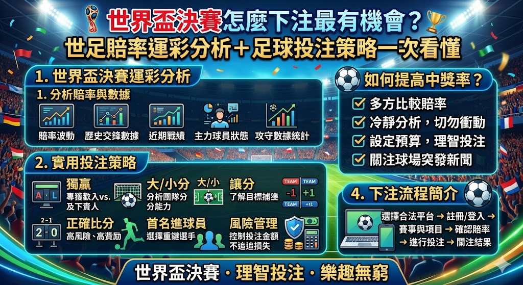 世界盃決賽怎麼下注最有機會？世足賠率運彩分析＋足球投注策略一次看懂