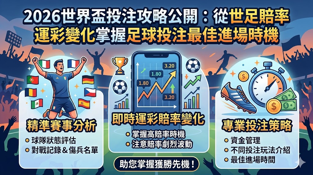 2026世界盃投注攻略公開:從世足賠率運彩變化掌握足球投注最佳進場時機